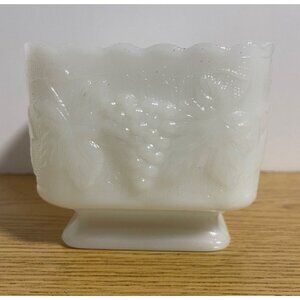 Anchor Hocking Milk Glass Grape Pattern Square Dish 4"
